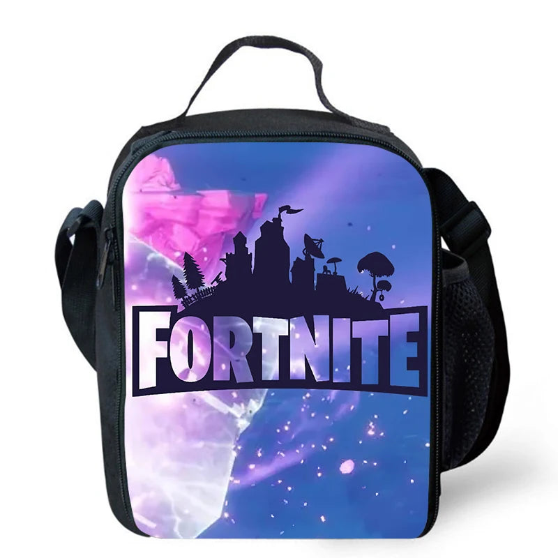 Cute Cartoon Lunch Bag Insulated Thermal Food Container Leakproof Reusable Fortnite Lunch Cooler Bag for Kids Student