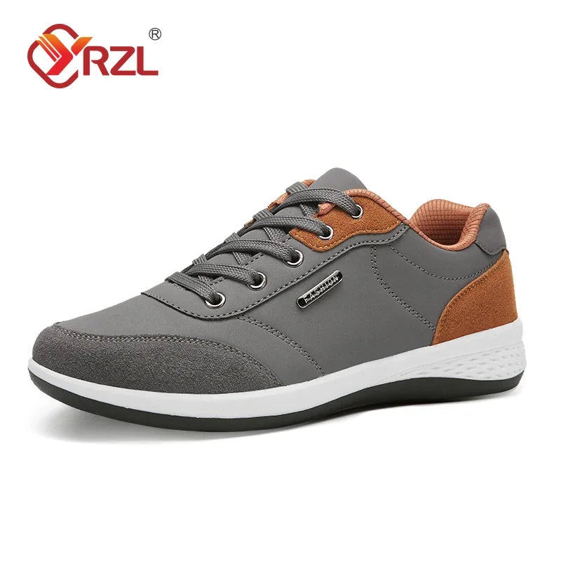 YRZL férfi cipő tavaszra és őszre, vízálló gyalogló sneaker, szabadidős férfi bőr sportcipő, csúszásmentes teniszcipő férfiaknak