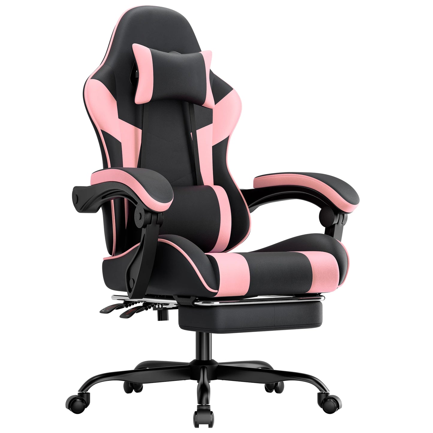Black-Grey Ergonomic Gaming Chair, Lumbar Support, Breathable PU Leather, Adjustable Height & Backrest, 200kg for Office & PC