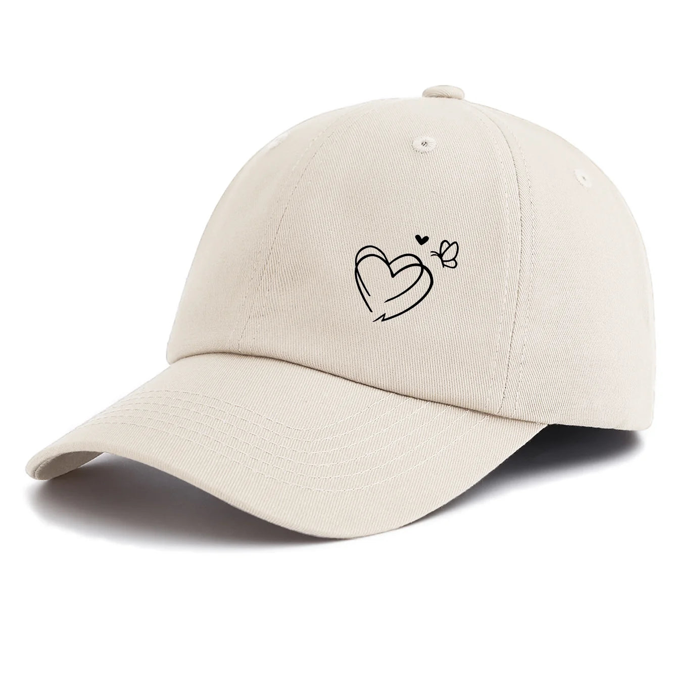 1pc Heart Butterfly Print Baseball Cap for Adults, Minimalist Retro Style Casual Soft Adjustable Dad Hat, Perfect As Gift