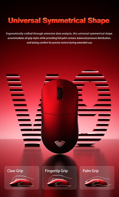 Aula V9 Ultra Wireless E-sports Gaming Mouse Double 8k 3mode PAW 3950 8k 55g Lightweight Ergonomic Mouse Custom PC Accessory
