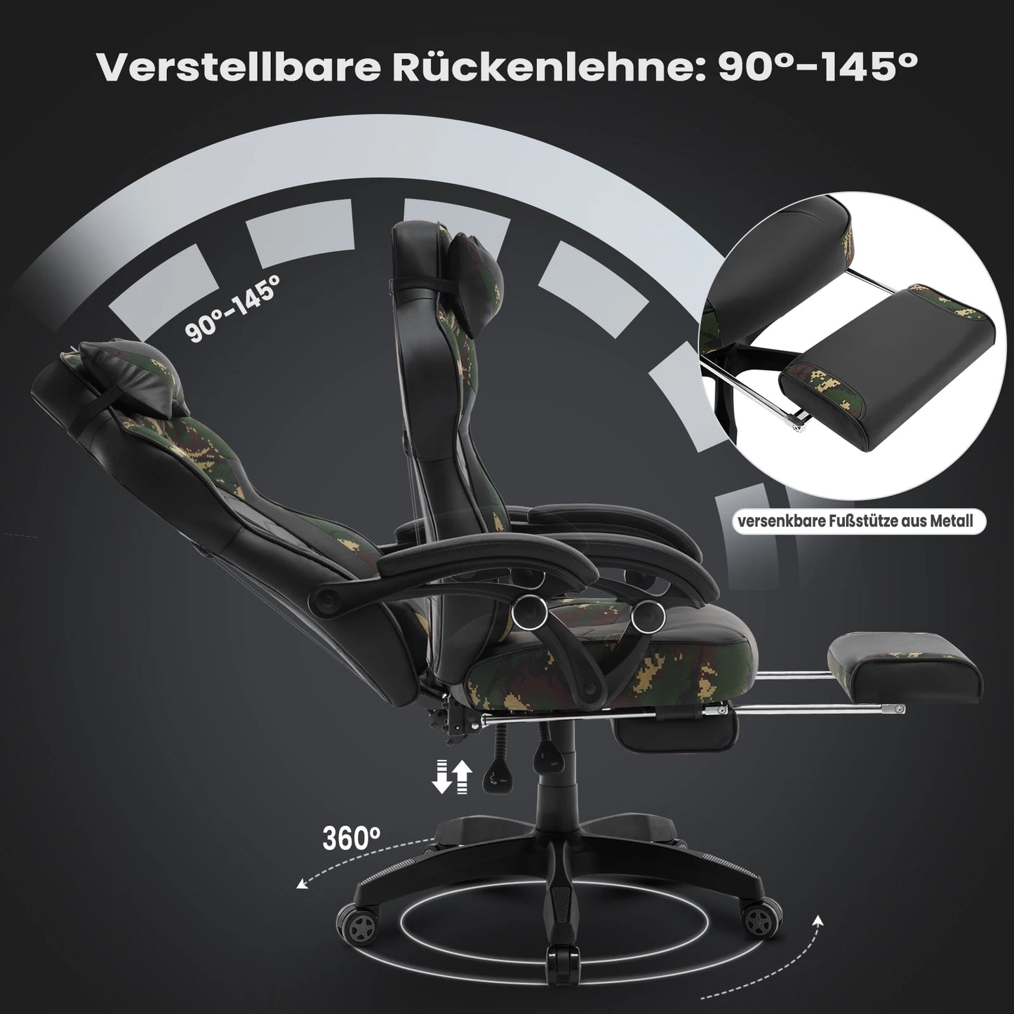 WOLTU Racing Gaming Chair Swivel Desk Office Computer Chair Sports Seat with Headrest Lumbar Cushion Footrest Gamer Chair