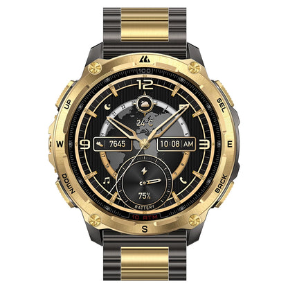 KOSPET Tank T4 SE robuust smartwatch voor heren, militaire kwaliteit, volledig roestvrij staal, GPS, 100 m waterdicht, 45 m vrijduiken, gezondheidsmonitor