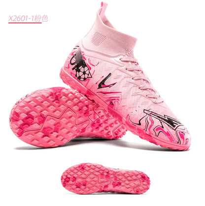 Pro Performance High-Cut Soccer Boots FG TF Studs Breathable Lightweight Cleats for Outdoor Grass and Turf Training Matches