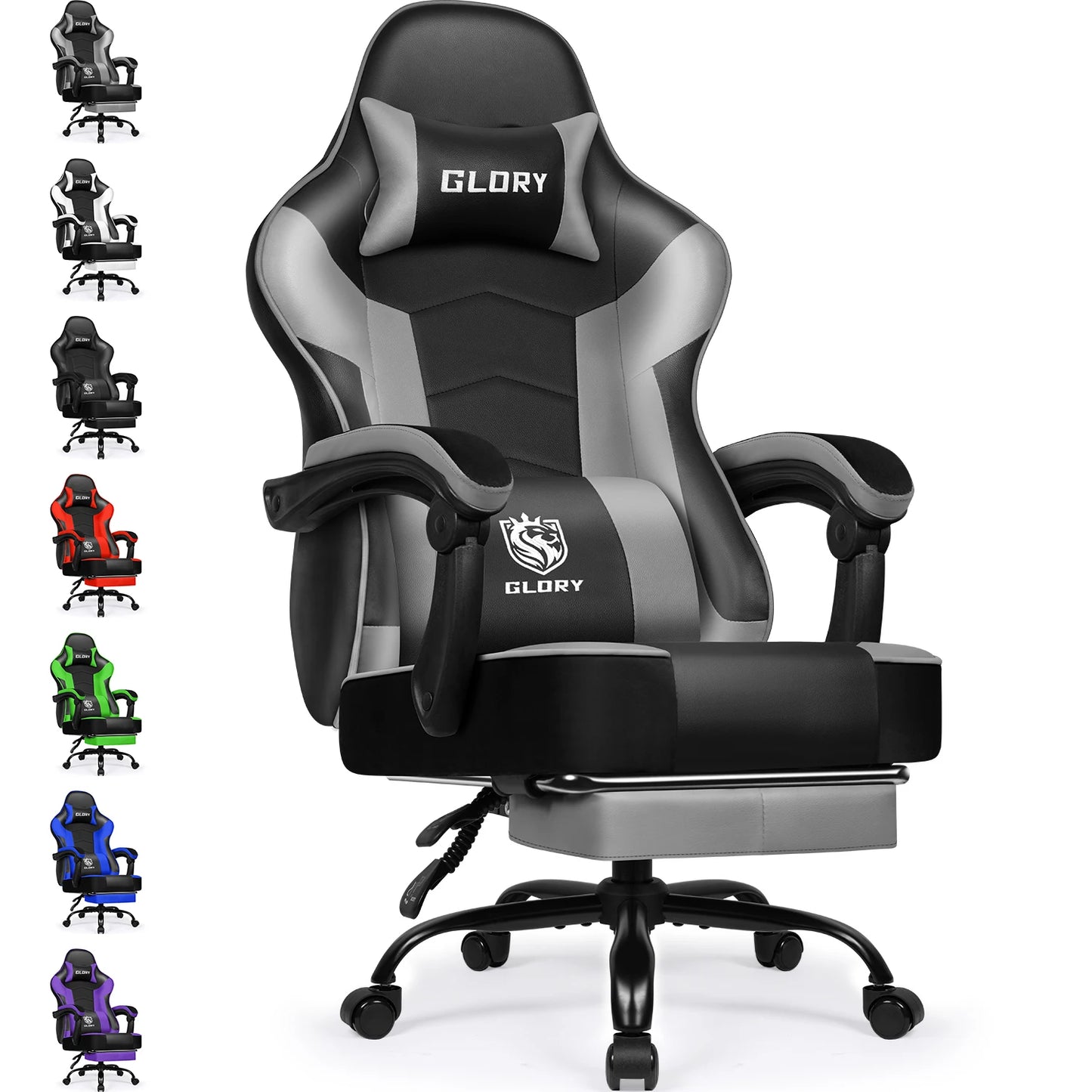 HIAZURM Ergonomic Gaming Chair for Adults with Footrest, Adjustable Office Computer Chair, Reclining Backrest 90°–170°, Heavy-Duty 150kg Capacity