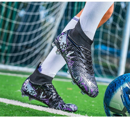 Pro Performance High-Cut Soccer Boots FG TF Studs Breathable Lightweight Cleats for Outdoor Grass and Turf Training Matches