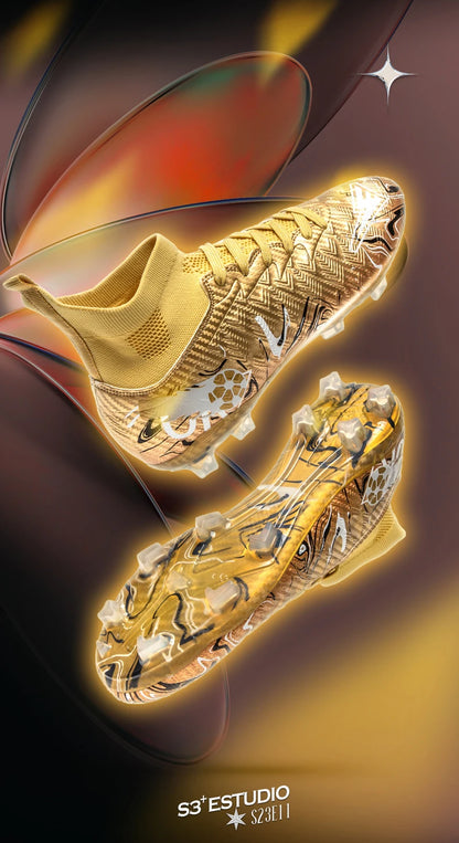 Pro Performance High-Cut Soccer Boots FG TF Studs Breathable Lightweight Cleats for Outdoor Grass and Turf Training Matches