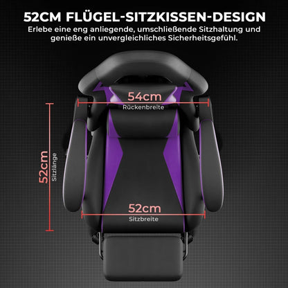 Gaming Stuhl Ergonomisch Gaming Chair mit Lendenkissen und Kopfstütze, Gamer Stuhl Höhenverstellbar, Pc Stuhl für Erwachsene Mäd