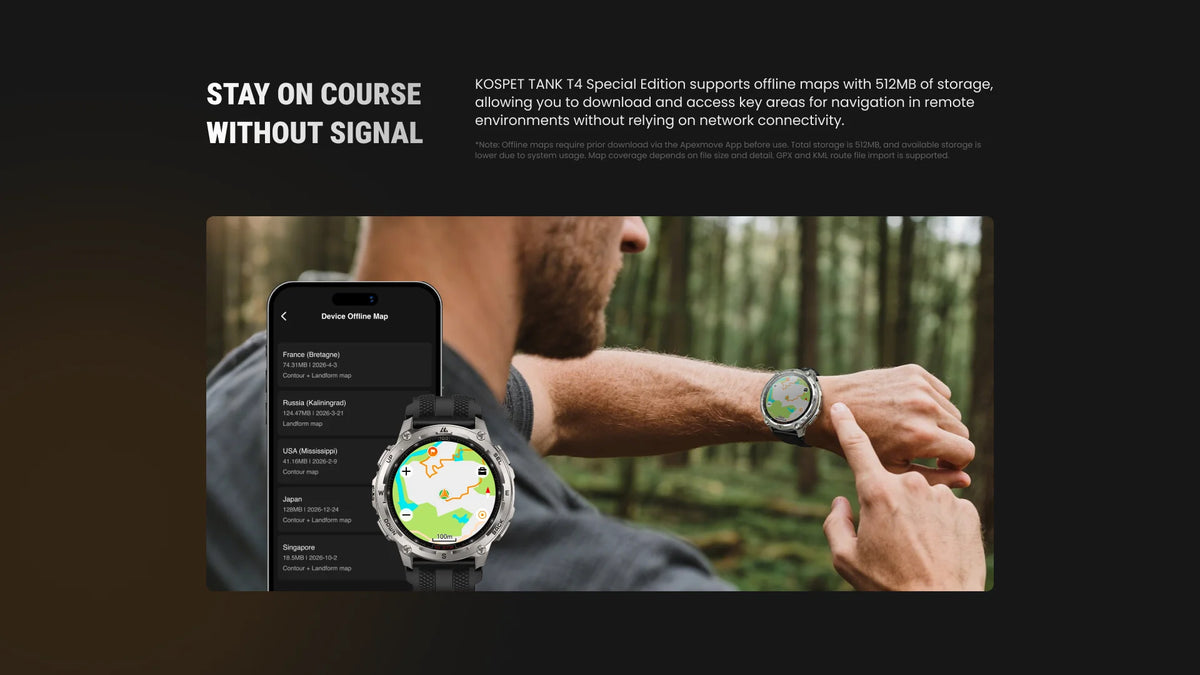 KOSPET Tank T4 SE robuust smartwatch voor heren, militaire kwaliteit, volledig roestvrij staal, GPS, 100 m waterdicht, 45 m vrijduiken, gezondheidsmonitor
