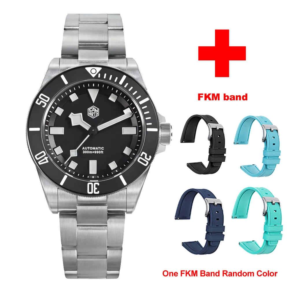 San Martin Grade 5 Titanium Watch SN0121TD PT5000/ST2130 Automatic Movement Watch 300M Waterproof Adjustable Clasp Wristwatch