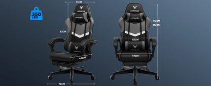 LUCK RACER Gaming chair with footrest Office Chair Ergonomic with Adjustable Loin Pillows, Pillow Gaming Chair