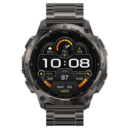 KOSPET Tank T4 SE robuust smartwatch voor heren, militaire kwaliteit, volledig roestvrij staal, GPS, 100 m waterdicht, 45 m vrijduiken, gezondheidsmonitor