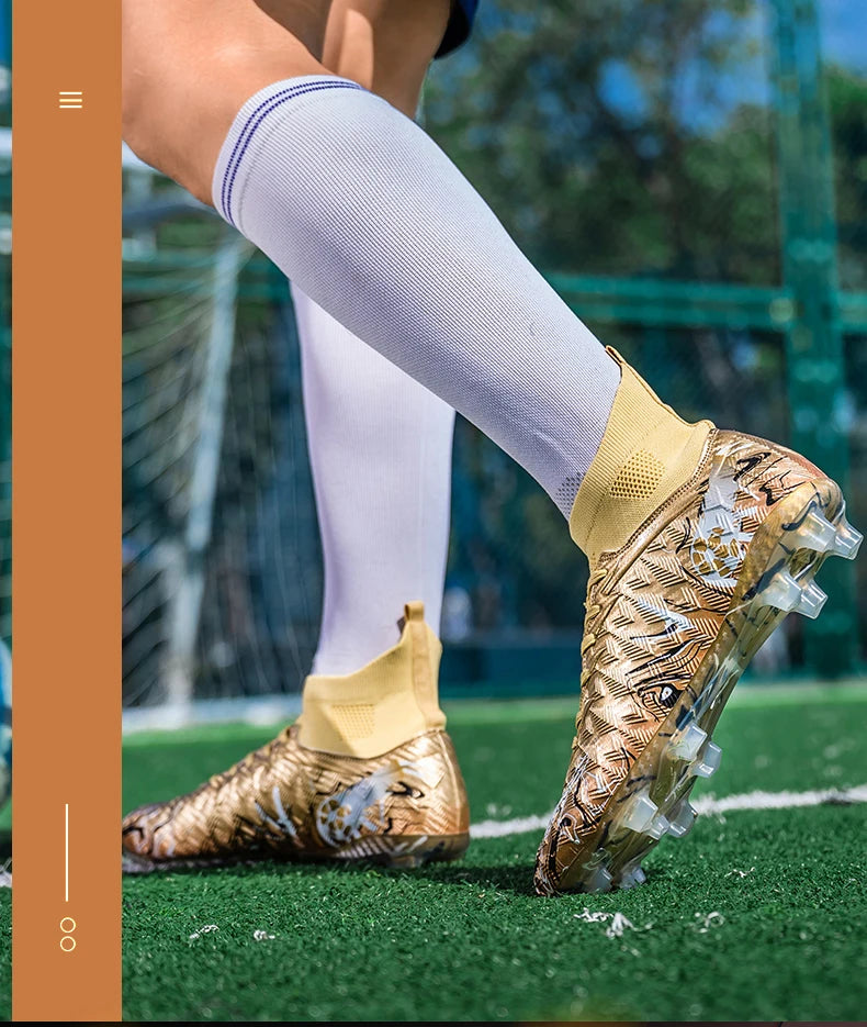 Pro Performance High-Cut Soccer Boots FG TF Studs Breathable Lightweight Cleats for Outdoor Grass and Turf Training Matches