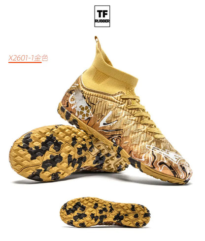 Pro Performance High-Cut Soccer Boots FG TF Studs Breathable Lightweight Cleats for Outdoor Grass and Turf Training Matches