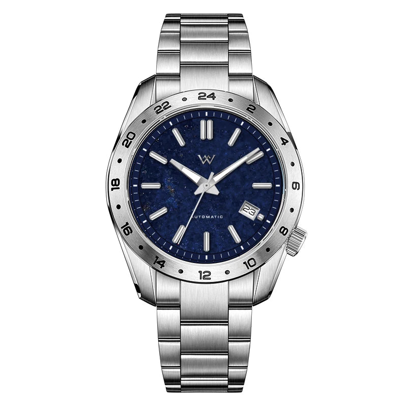 WM Watch Automatic Mechanical 2565 Watches Lapis Lazuli/Blue Sandstone Dial Waterproof AR Coated 100M Welly Merck Watch 223M