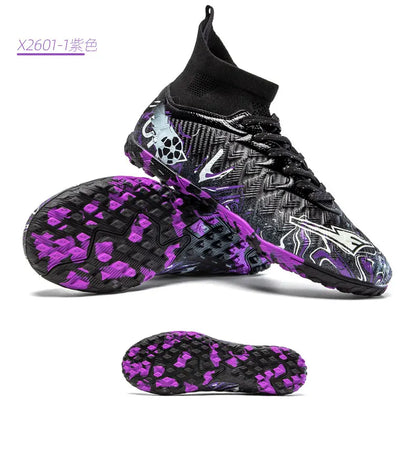 Pro Performance High-Cut Soccer Boots FG TF Studs Breathable Lightweight Cleats for Outdoor Grass and Turf Training Matches