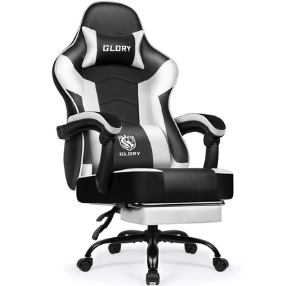 HIAZURM Ergonomic Gaming Chair for Adults with Footrest, Adjustable Office Computer Chair, Reclining Backrest 90°–170°, Heavy-Duty 150kg Capacity