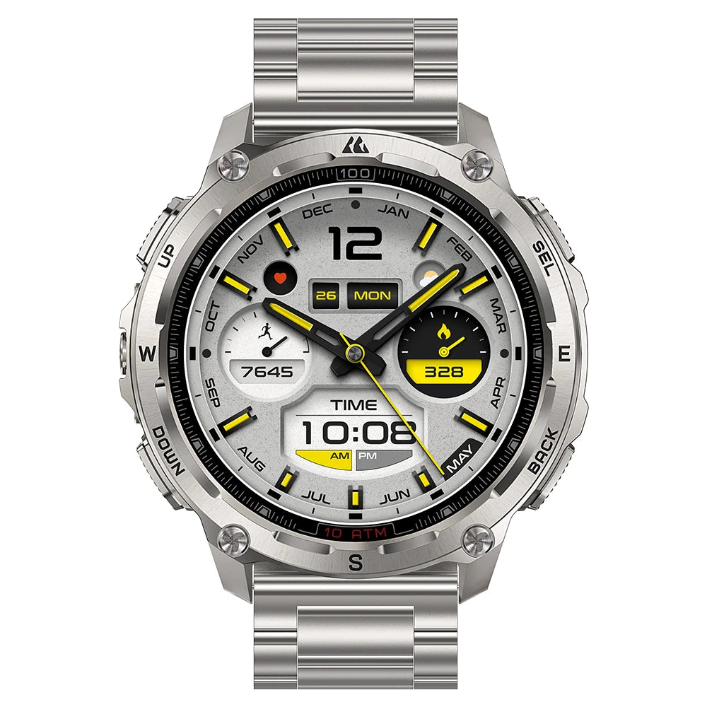 KOSPET Tank T4 SE robuust smartwatch voor heren, militaire kwaliteit, volledig roestvrij staal, GPS, 100 m waterdicht, 45 m vrijduiken, gezondheidsmonitor