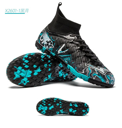 Pro Performance High-Cut Soccer Boots FG TF Studs Breathable Lightweight Cleats for Outdoor Grass and Turf Training Matches
