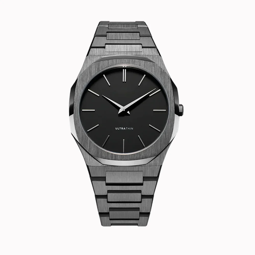 Untra Thin All Stainless Steel Sun Pattern Japan Movement Waterproof Men Quartz Watch With Original Logo