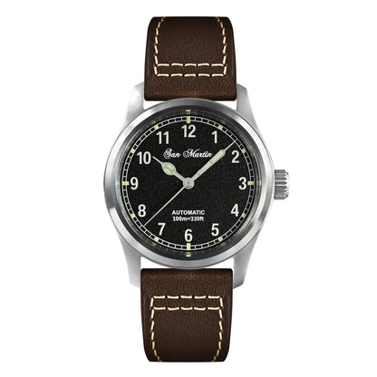 San Martin Simple Men's Watch 37mm Pilot Miyota 8215 Classic Military Explore Automatic Mechanical Watches Waterproof 100m