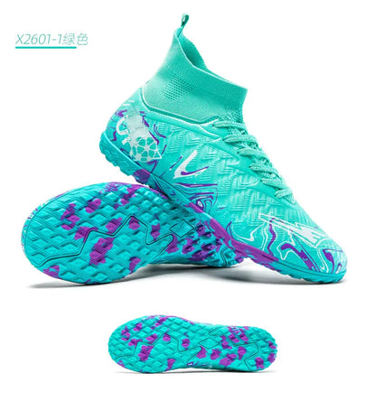 Pro Performance High-Cut Soccer Boots FG TF Studs Breathable Lightweight Cleats for Outdoor Grass and Turf Training Matches