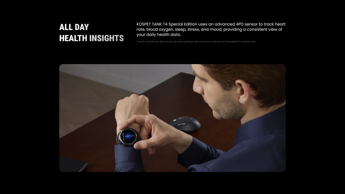 KOSPET Tank T4 SE robuust smartwatch voor heren, militaire kwaliteit, volledig roestvrij staal, GPS, 100 m waterdicht, 45 m vrijduiken, gezondheidsmonitor