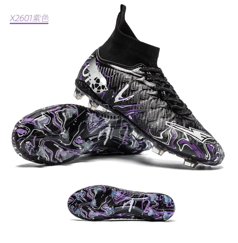 Pro Performance High-Cut Soccer Boots FG TF Studs Breathable Lightweight Cleats for Outdoor Grass and Turf Training Matches