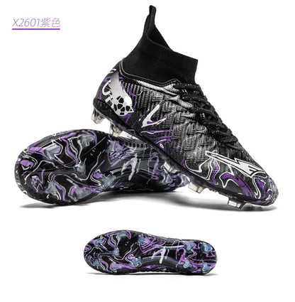 Pro Performance High-Cut Soccer Boots FG TF Studs Breathable Lightweight Cleats for Outdoor Grass and Turf Training Matches