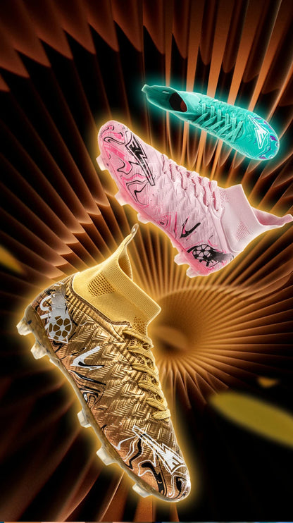 Pro Performance High-Cut Soccer Boots FG TF Studs Breathable Lightweight Cleats for Outdoor Grass and Turf Training Matches