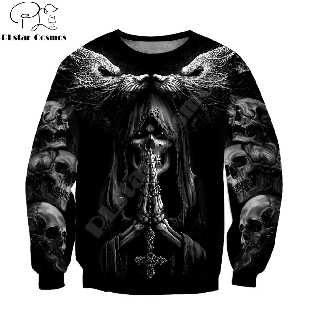 Jesienna moda – bluzy z kapturem z nadrukiem 3D przedstawiającym czaszkę wilka Fenrir na całej powierzchni – męska bluza z kapturem, unisex, zapinana na zamek, swobodna kurtka DW0364