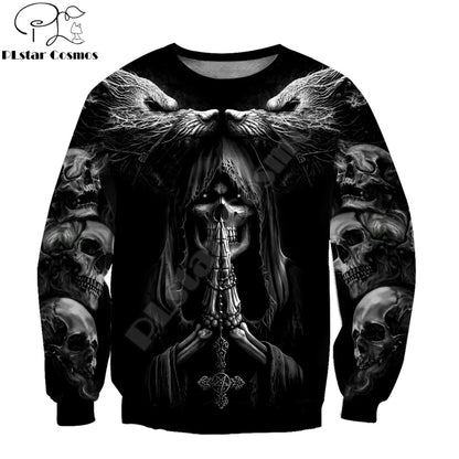 Jesienna moda – bluzy z kapturem z nadrukiem 3D przedstawiającym czaszkę wilka Fenrir na całej powierzchni – męska bluza z kapturem, unisex, zapinana na zamek, swobodna kurtka DW0364
