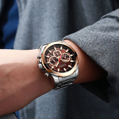 CURREN Montres pour hommes Top marque grande montre de sport de luxe hommes montres à quartz en acier militaire chronographe or conception horloge masculine