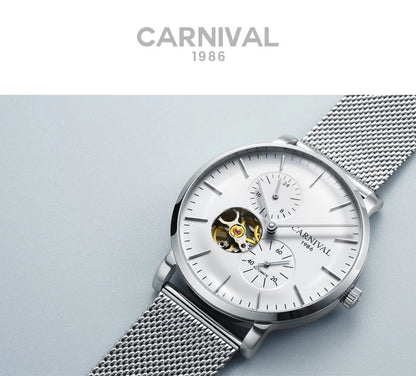 Механичен мъжки часовник „Carnival“ – луксозен автоматичен ръчен часовник със сапфирен стъкло