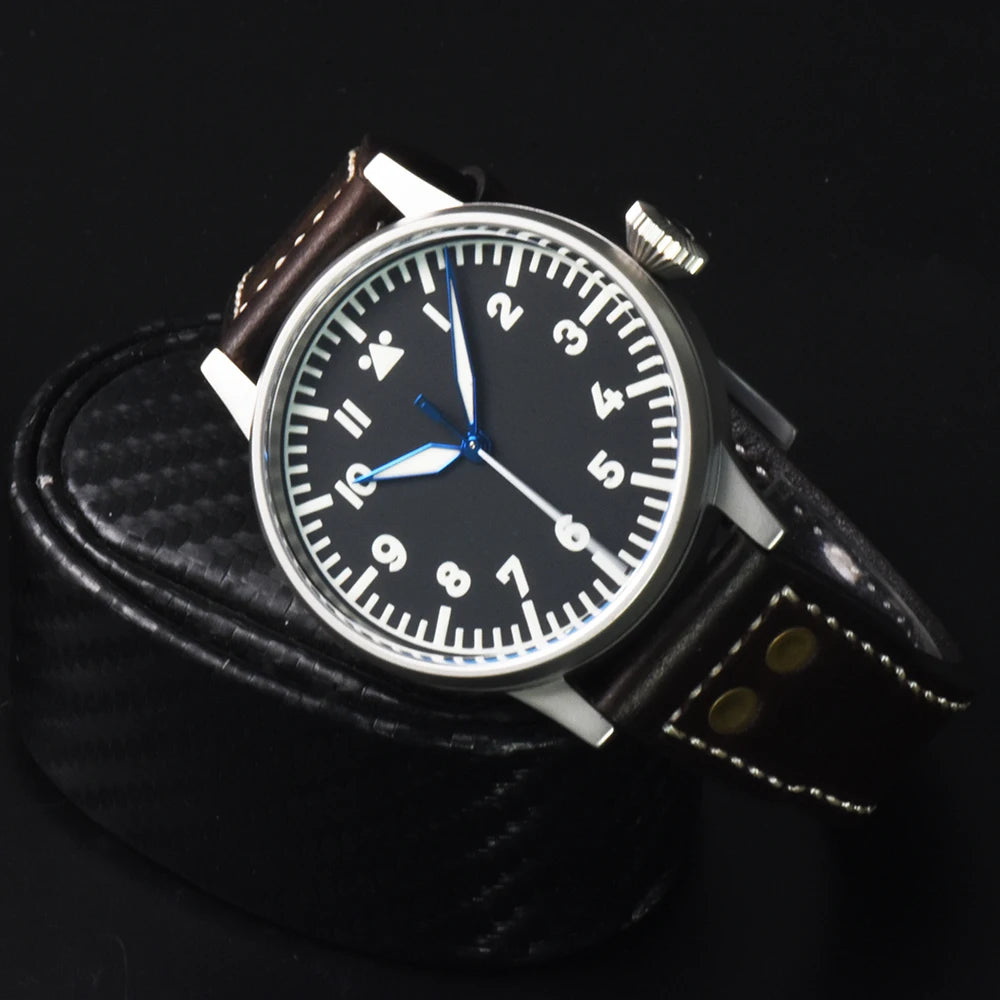 Hruodland 2025 New Pilot Men's Automatic Mechanical Watch PT5000 Sapphire Luminous C3 Stainless Steel Waterproof 10Bar Watch