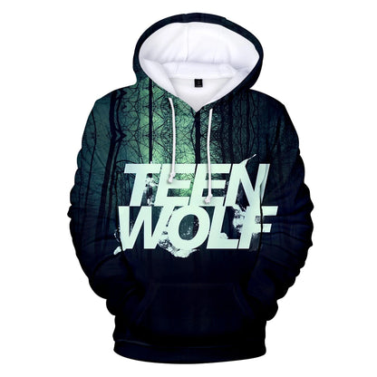 Nowe bluzy z kapturem z nadrukiem 3D inspirowane serialem TV TEEN WOLF – dla mężczyzn, kobiet i dzieci, moda Harajuku, jesienne streetwearowe pulowery hip-hop