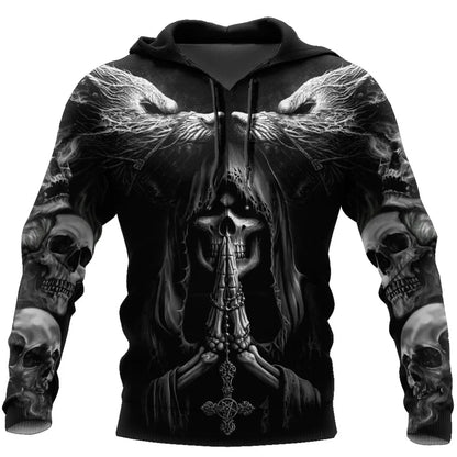 Jesienna moda – bluzy z kapturem z nadrukiem 3D przedstawiającym czaszkę wilka Fenrir na całej powierzchni – męska bluza z kapturem, unisex, zapinana na zamek, swobodna kurtka DW0364
