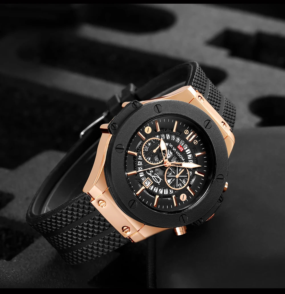 Herenhorloge Luxe Sport Siliconenband Japans uurwerk Kalender Kwarts Waterdicht horloge Relogio Masculino