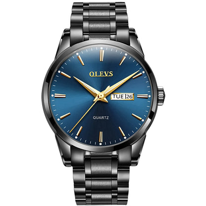 Ceas pentru bărbați OLEVS – Ceas de mână cu cuarț din oțel inoxidabil, rezistent la apă, auriu, elegant și strălucitor, accesoriu de lux pentru bărbați