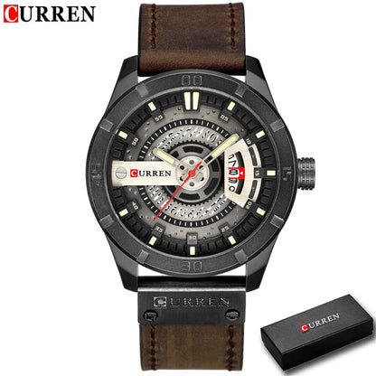 Luxe horlogemerk CURREN: militaire sporthorloges voor heren, quartzhorloge met datum, casual leren polshorloge voor heren, Relogio Masculino