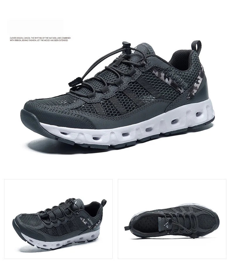 TaoBo 2024 Big Size 46 Men Upstream Quick-Drying Sports Footwear, Women's Aqua Shoes, Quick Lace-Up Climbing Trekking Sneakers