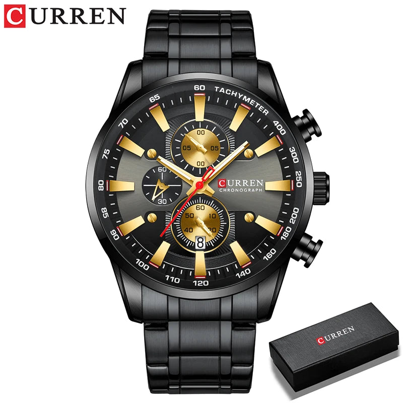 Relógio de homem CURREN – Relógio de quartzo, resistente à água, estilo profissional, cronógrafo, relógio de pulso de luxo de uma grande marca