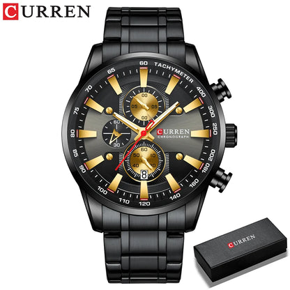 Relógio de homem CURREN – Relógio de quartzo, resistente à água, estilo profissional, cronógrafo, relógio de pulso de luxo de uma grande marca