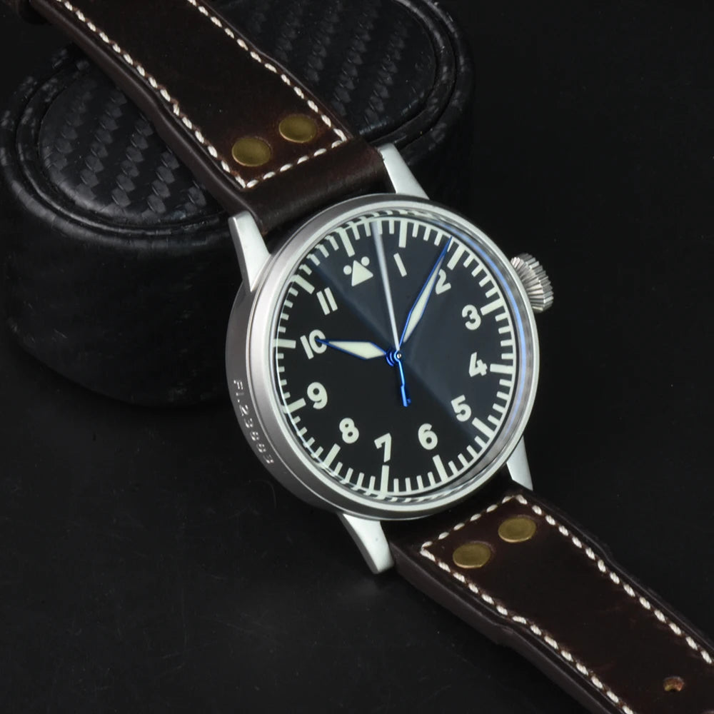 Hruodland 2025 New Pilot Men's Automatic Mechanical Watch PT5000 Sapphire Luminous C3 Stainless Steel Waterproof 10Bar Watch