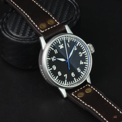 Hruodland 2025 New Pilot Men's Automatic Mechanical Watch PT5000 Sapphire Luminous C3 Stainless Steel Waterproof 10Bar Watch