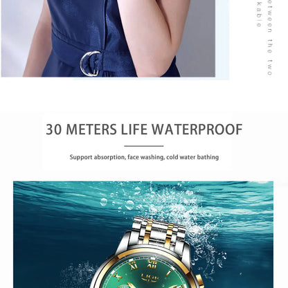 LIGE New Fashion Luxury Women Watch Waterproof Quartz Ladies Watches Business Steel Band Casual Bracelet Date Clock Wristwatches