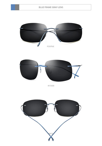 FONEX Titanium Rimless Sunglasses Men Austria Ultralight Frameless Square Polarized Sun Glasses for Women Japanese Shades 85694