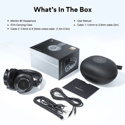 Oneodio Monitor 80 Open Back Headphones Wired Over Ear 250Ω Audiophile HiFi Headphones Hi-Res Audio Professional Studio Headset