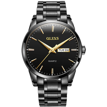 Ceas pentru bărbați OLEVS – Ceas de mână cu cuarț din oțel inoxidabil, rezistent la apă, auriu, elegant și strălucitor, accesoriu de lux pentru bărbați