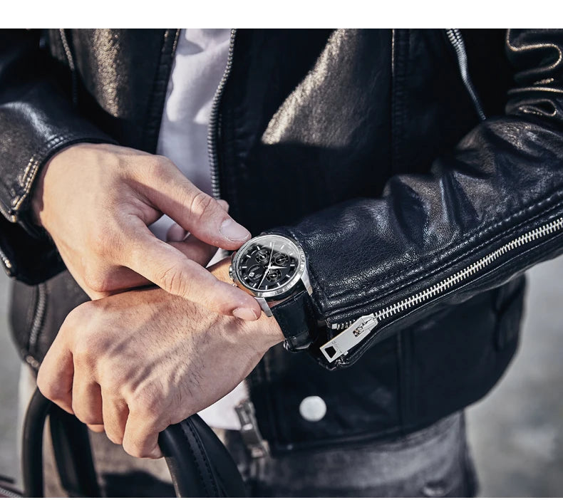 Men's Watch New Carnival Automatic Watches Men Business Mechanical Clock Leather Strap Waterproof Luxury Brand Clock